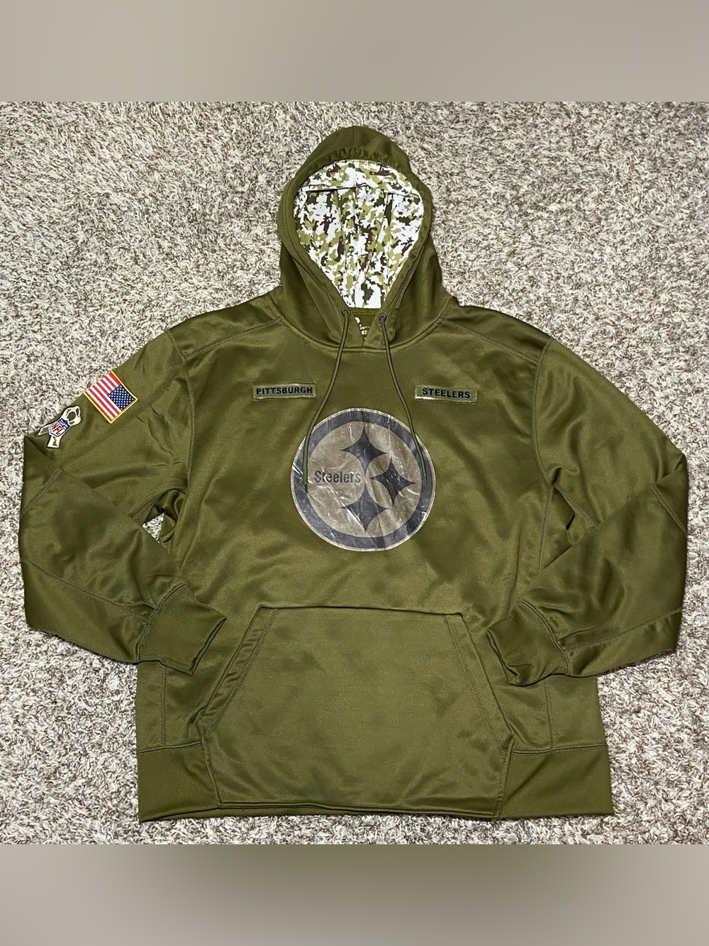 PITTSBURGH STEELERS Camo Salute To Service Football Team Hoodie Sweater Size Med